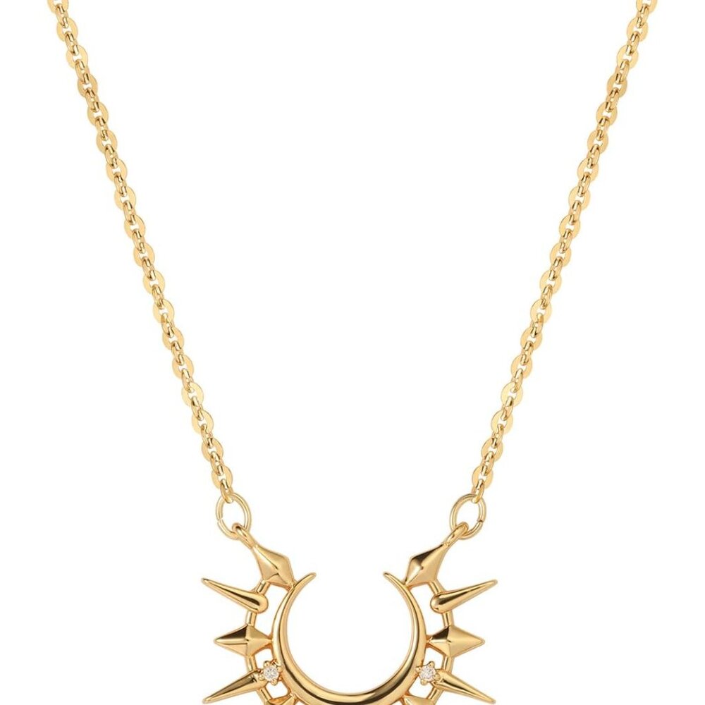 Dainty Gold Sun Moon Necklace 18k Gold Plated Brass Minimalist Pendant For Women